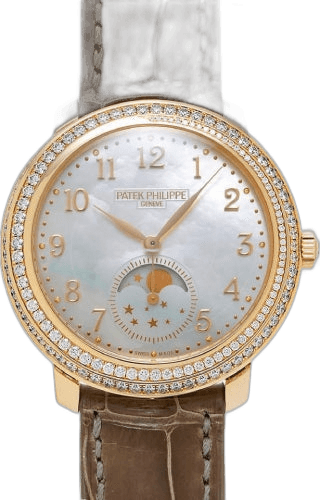 Patek Philippe Complications Rose Gold — Diamond Bezel White MOP Manual Wind | Ref. 4968R-001