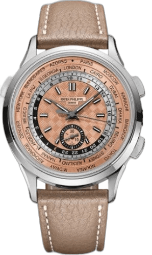 Patek Philippe Complications Steel — Rose Opaline World Time Flyback Chronograph | Ref. 5935A-001