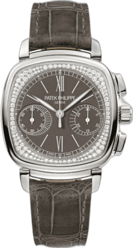 Patek Philippe Complications White Gold/Diamonds — Grey Opaline Rectangular Chronograph | Ref. 7071G-010