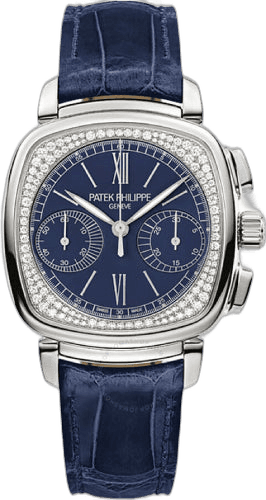 Patek Philippe Complications White Gold & Diamonds — Blue Opaline Ladies Chronograph | Ref. 7071G-011