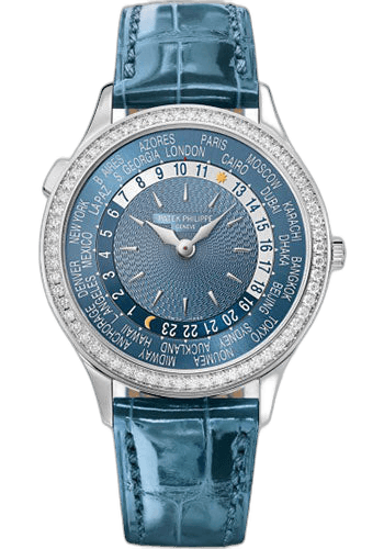 Patek Philippe Complications White Gold — Guilloché Blue World Time Dial | Ref. 7130G-014