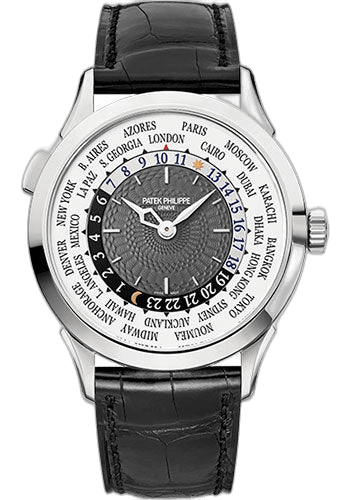 Patek Philippe Complications White Gold — World Time, Guilloché Charcoal Dial | Ref. 5230G-001
