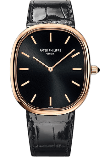 Patek Philippe Golden Ellipse Rose Gold — Ebony Black Sunburst Dial | Ref. 5738R-001