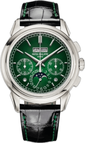 Patek Philippe Grand Complications Platinum — Perpetual Calendar Chronograph Green Dial | Ref. 5270P-014