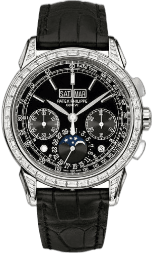 Patek Philippe Grand Complications Platinum & Diamonds — Black Perpetual Calendar Chronograph | Ref. 5271P-001