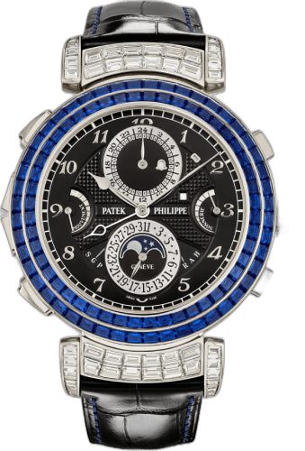 Patek Philippe Grand Complications White Gold — Black Dial Gem-Set Bezel | Ref. 6300/401G-001