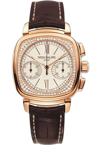 Patek Philippe Ladies First Chronograph Rose Gold — Diamond-Set Silvery Opaline | Ref. 7071R-001