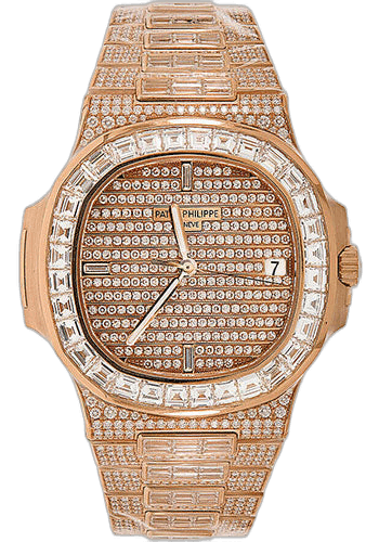 Patek Philippe Nautilus Rose Gold — Full Diamond-Paved Sky Moon Tourbillon | Ref. 5719/10R-010