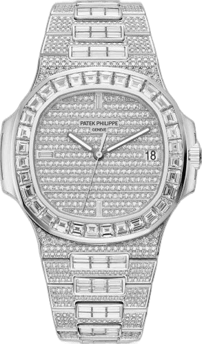 Patek Philippe Nautilus White Gold — Diamond Pavé Dial & Bezel | Ref. 5719/10G-010