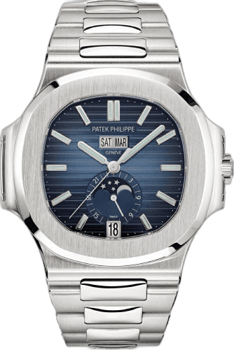 Patek Philippe Nautilus Steel — Blue Annual Calendar Moon Phase | Ref. 5726/1A-014