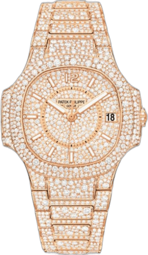 Patek Philippe Nautilus Ladies Rose Gold — Diamond Pavé Dial | Ref. 7021/1R