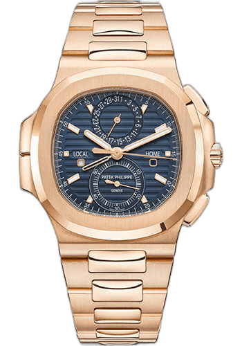 Patek Philippe Nautilus Rose Gold — Blue Dial Travel Time Chronograph | Ref. 5990/1R-001