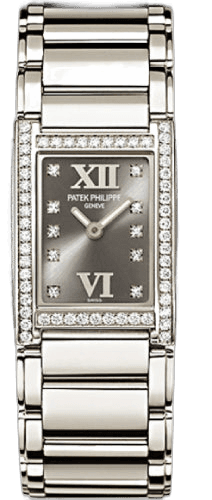 Patek Philippe Twenty~4 White Gold Diamond Set — Grey Roman Dial | Ref. 4908/200G-001