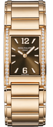 Patek Philippe Twenty~4 Rose Gold Rectangular — Diamond Bezel Brown Dial | Ref. 4910/1201R-001