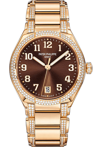 Patek Philippe Twenty~4 Rose Gold — Diamond-Set Brown Sunburst Dial | Ref. 7300/1201R-010