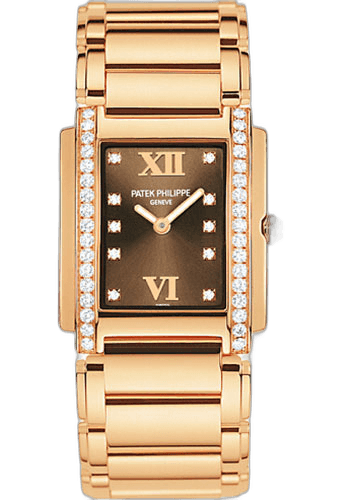 Patek Philippe Twenty~4 Rose Gold — Diamond-Set Brown Dial | Ref. 4910/11R