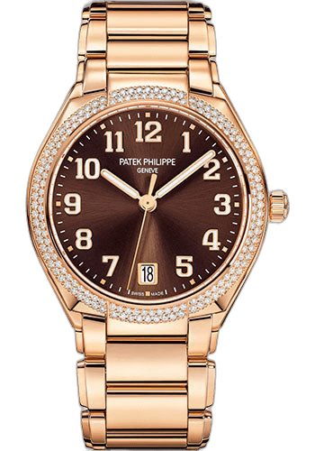 Patek Philippe Twenty~4 Automatic Rose Gold — Brown Sunburst Diamond Bracelet | Ref. 7300/1200R-001