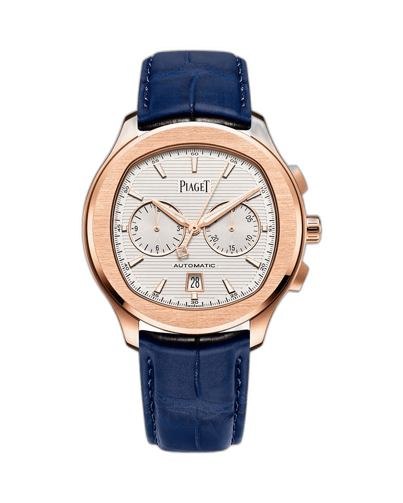 Piaget Polo Chronograph Rose Gold — Vivid Blue Leather Sport | Ref. G0A43011