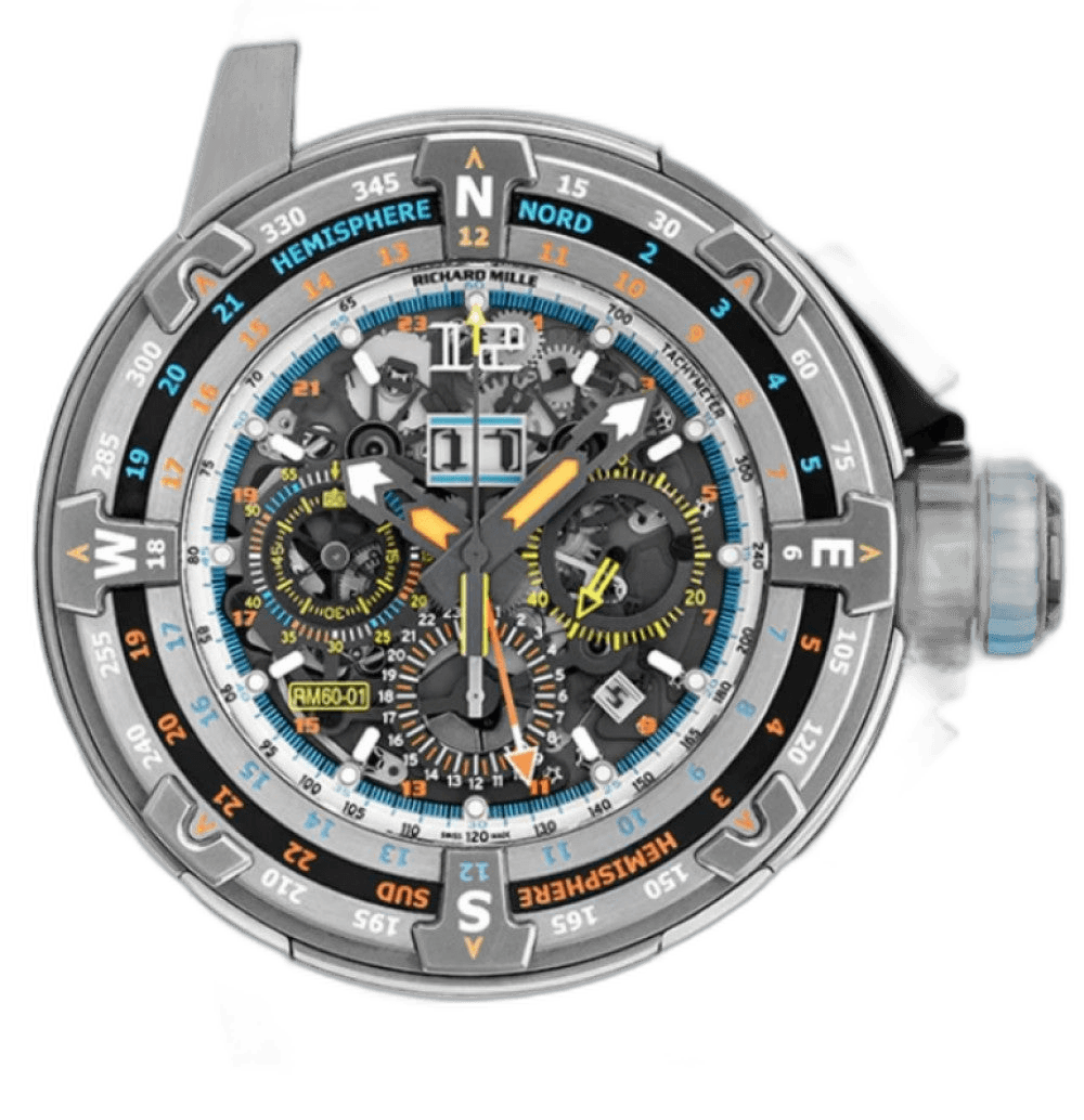 Automatic Flyback Chronograph Regatta "Les Voiles De St Barth" Ice Blue RM 60-01 50mm Skeleton Dial by Richard Mille — RM 60-01