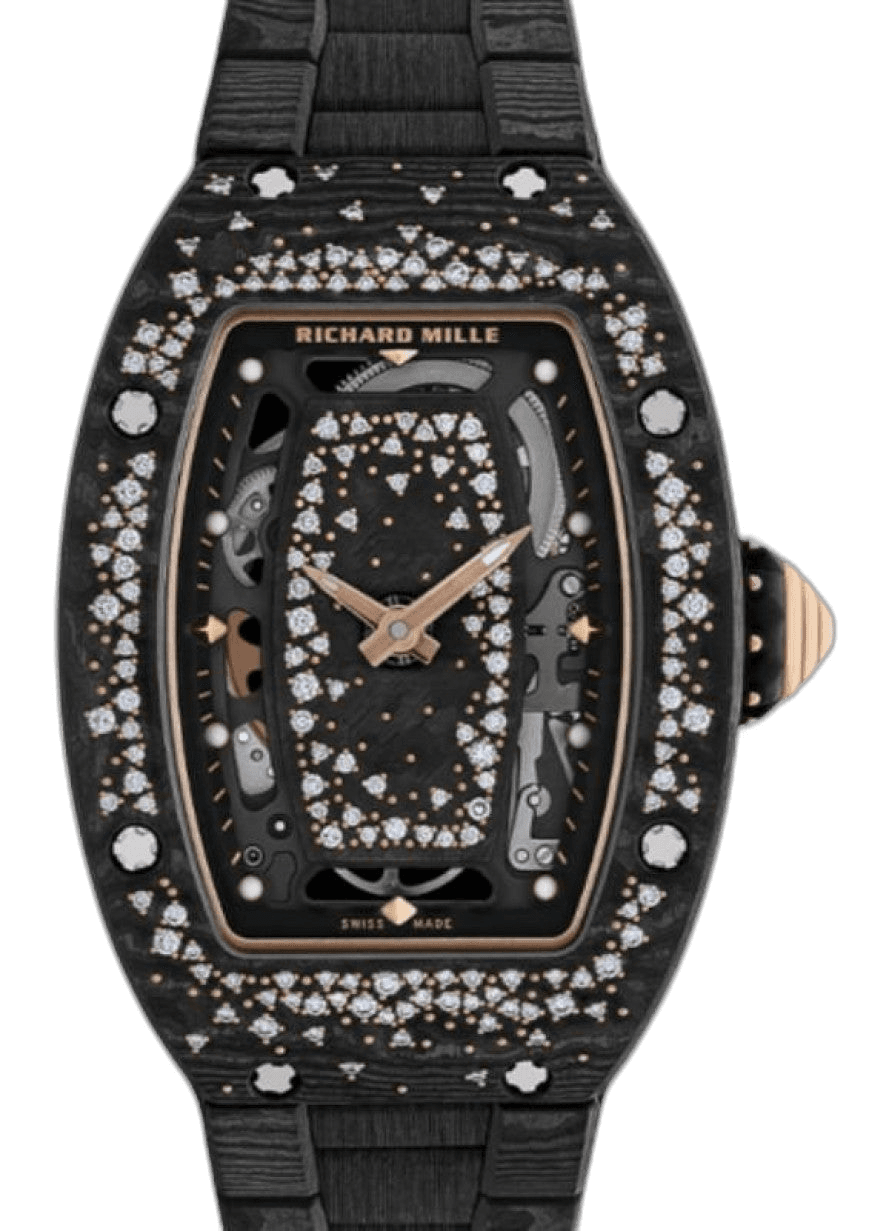 Richard Mille Automatic Winding Intergalactic Starry Night Carbon TPT Diamond Set Bezel RM 07-01 - BRAND NEW Skeleton Dial