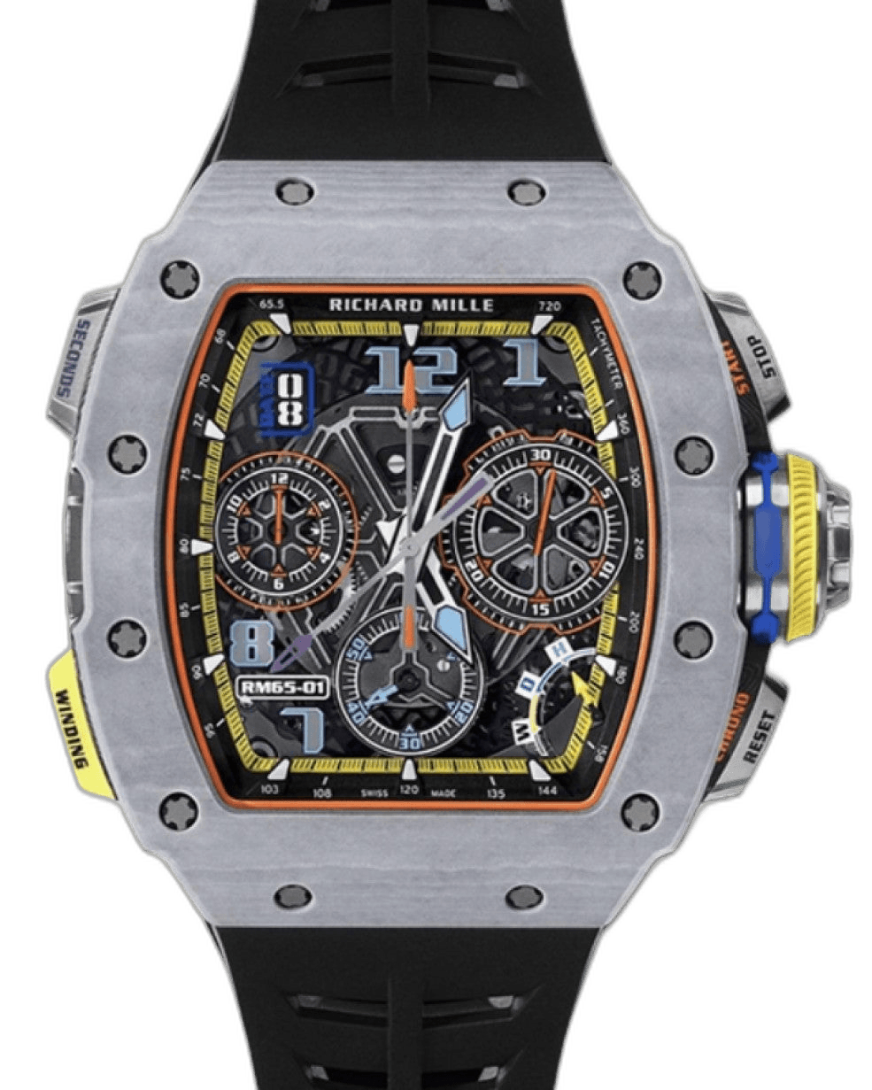 Automatic Winding Automatic Split-seconds Chronograph Grey Quartz TPT RM 65-01 - BRAND NEW Skeleton Dial by Richard Mille — RM 65-01