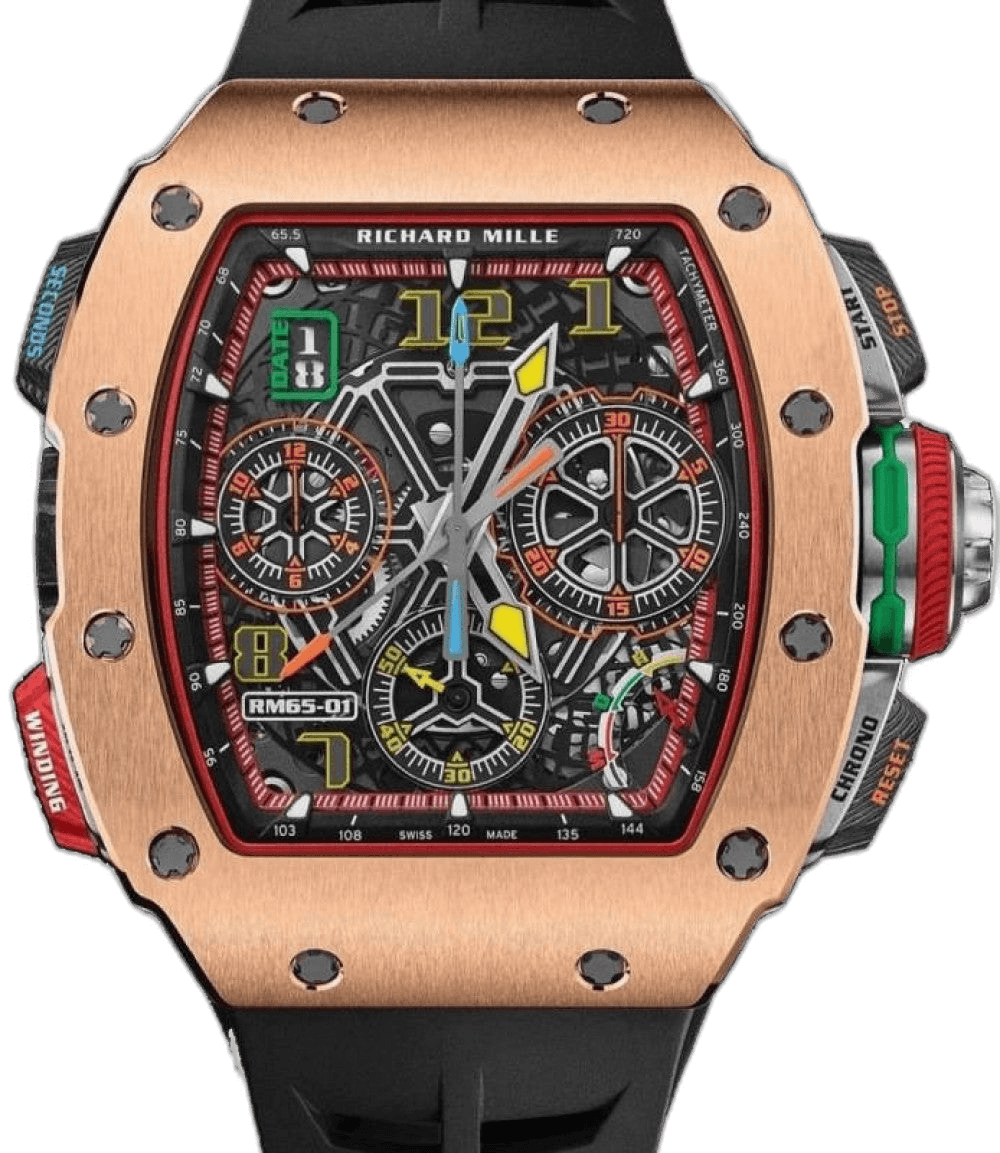 Richard Mille 50mm Skeleton Dial Automatic Winding Split-seconds Chronograph Rose Gold RM 65-01 - BRAND NEW Watch Ref. RM 65-01