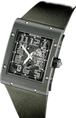 Richard Mille Skeleton Dial Automatic Winding Extra Flat Titalyt Titanium Green Leather Strap | RM016 (3) Watch Ref. RM016