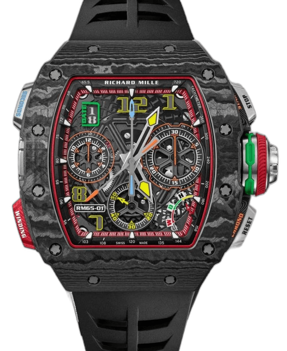 Richard Mille Automatic Winding Split-seconds Chronograph Carbon TPT RM 65-01 - BRAND NEW 50mm Skeleton Dial