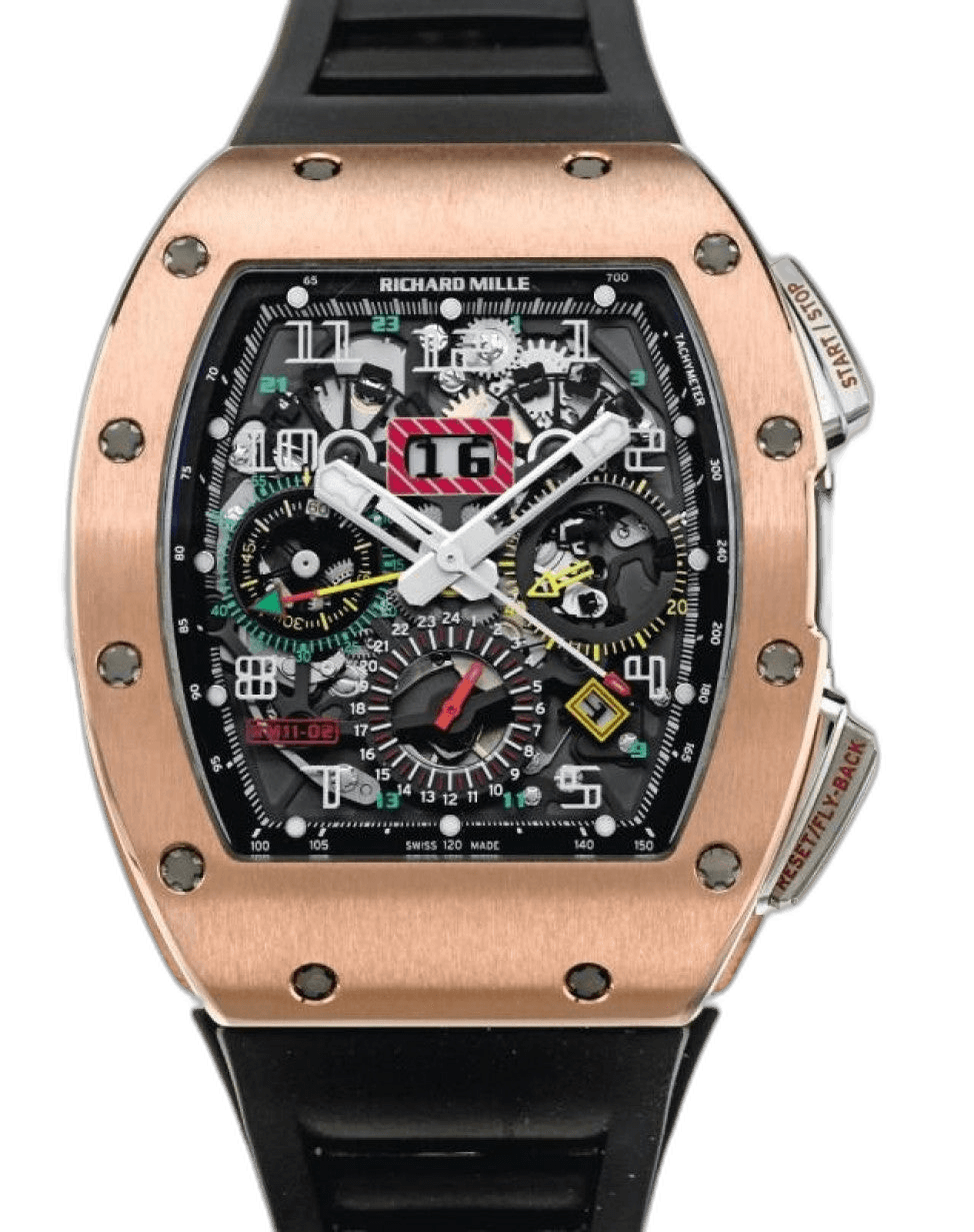 Flyback Chronograph GMT Flyback Chronograph Dual-Time Rose Gold/Titanium RM 11-02 42mm Skeleton Dial by Richard Mille