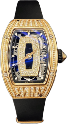 Richard Mille Lady Rose Gold Medium Set Diamond Onyx Dial | RM07-01 (8) 31mm Skeleton Dial (RM07-01