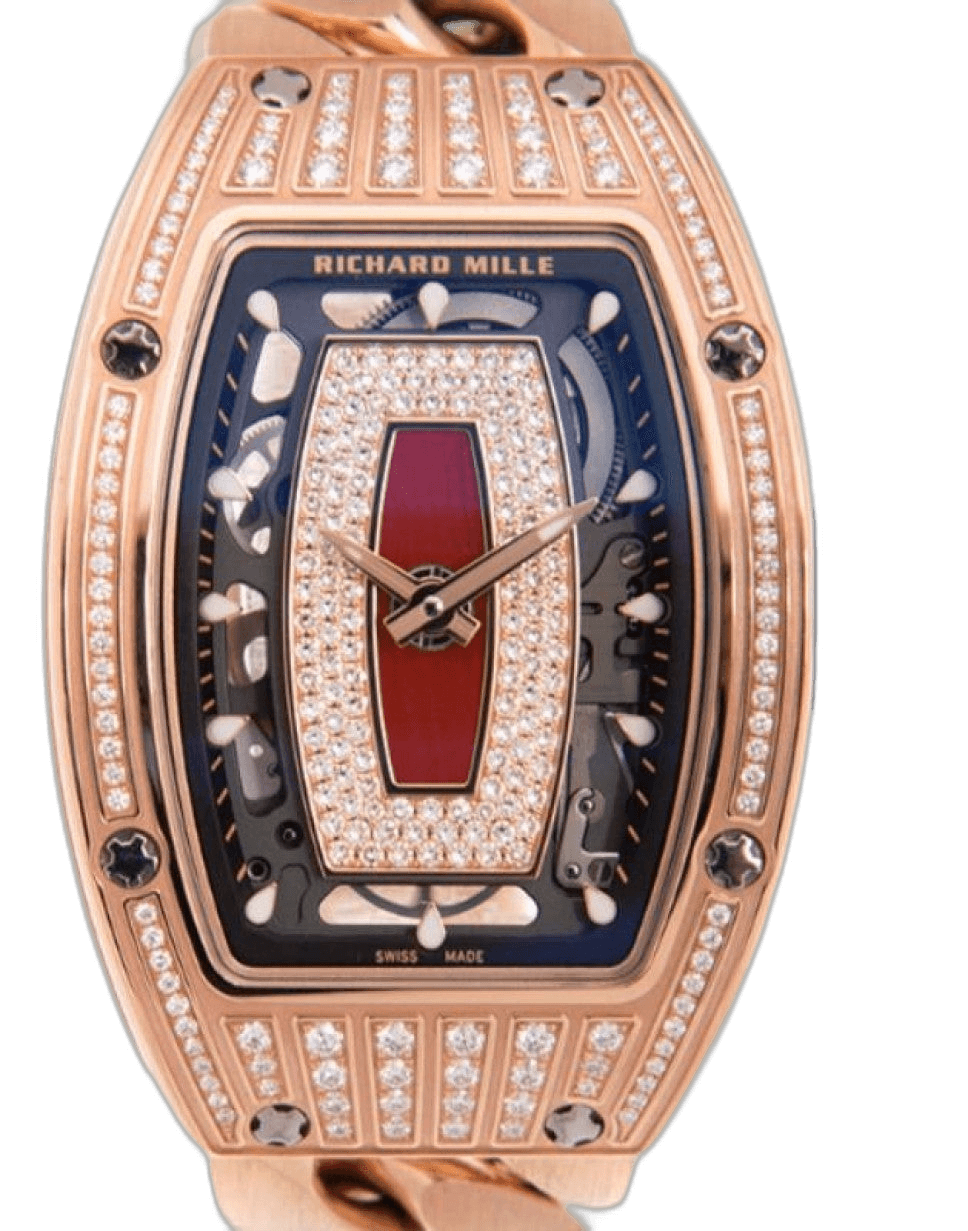 Lady Rose Gold Medium Set Diamond Jasper Dial RM 07-01 31mm Skeleton Dial by Richard Mille — RM07-01