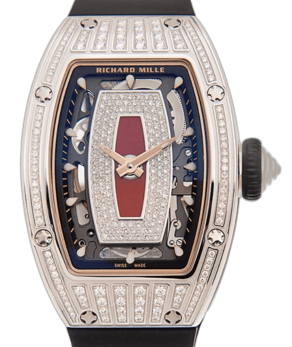 Richard Mille 31mm Skeleton Dial Lady White Gold Medium Set Diamond Jasper Dial RM 07-01 — Ref. RM07-01