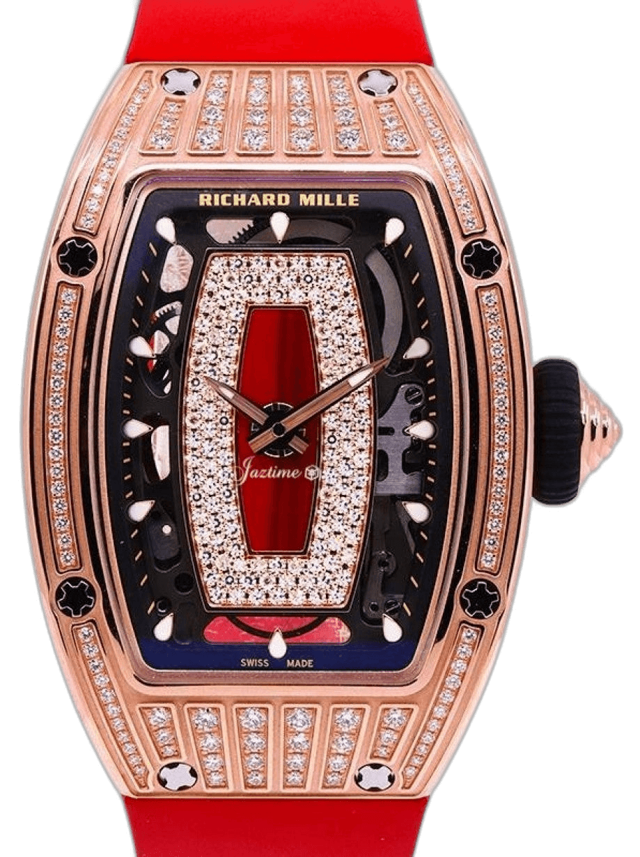 Lady Rose Gold Medium Set Diamond Jasper Dial RM 07-01 - BRAND NEW 31mm Skeleton Dial by Richard Mille — RM07-01