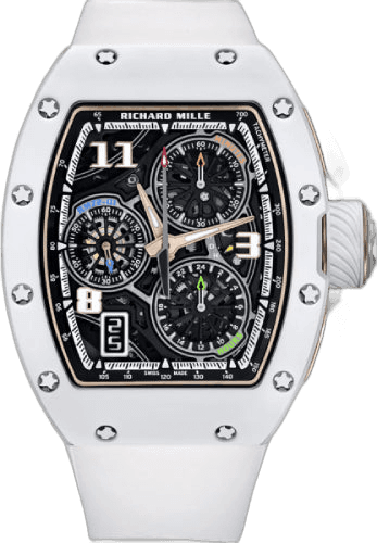 Richard Mille Lifestyle Flyback Chronograph White Ceramic | RM72-01 (10) 47mm Skeleton Dial Ref. RM 72-01