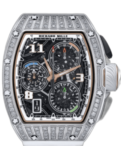 Richard Mille Lifestyle Flyback Chronograph White Gold & Medium Set Diamonds | RM72-01 (6) 47mm White Gold/Diamonds Skeleton Dial (RM72-01