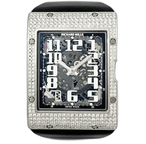 RM 1 Automatic Winding Extra Flat White Gold Diamond | RM 016 AJ WG 40mm White Gold/Diamonds Black Dial · Richard Mille RM 016 AJ WG