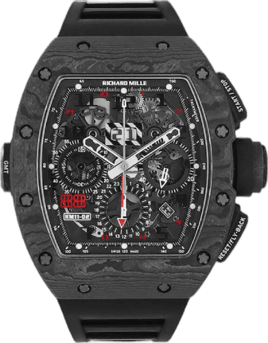 RM 11 Carbon "Jet Black" 50mm Openworked Dial | RM11-02 (2) 50mm x 42.7mm · Richard Mille RM11-02