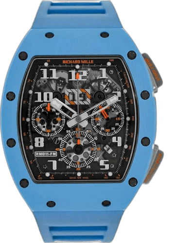 Richard Mille RM 11 Chronograph RM11-FM Felipe Massa Baby Blue Ceramic 50mm Openworked Dial 49.94mm x 16.23mm Timepiece [RM11-FM