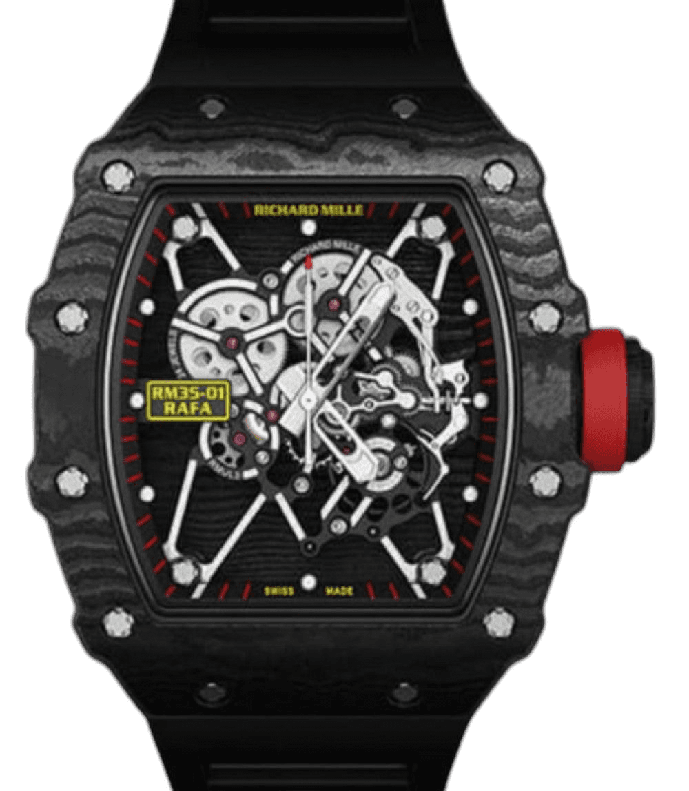 Richard Mille RM 35 "Rafael Nadal" Black Carbon TPT RM 35-01 Skeleton Dial Watch Ref. RM 35-01