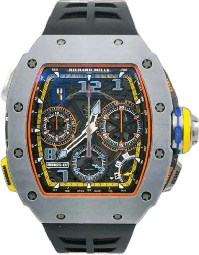 Richard Mille RM 65 Automatic Winding Carbon Split Chronograph Open-Work Dial | RM65-01 (1) Titanium Openworked Dial Watch Ref. RM65-01