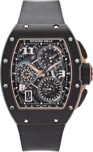 Richard Mille 38.40mm x 47.34mm Rose Gold Openworked Dial RM 72 Black Ceramic Automatic Winding Lifestyle Flyback Chronograph | RM72-01 (3) Watch Ref. RM72-01