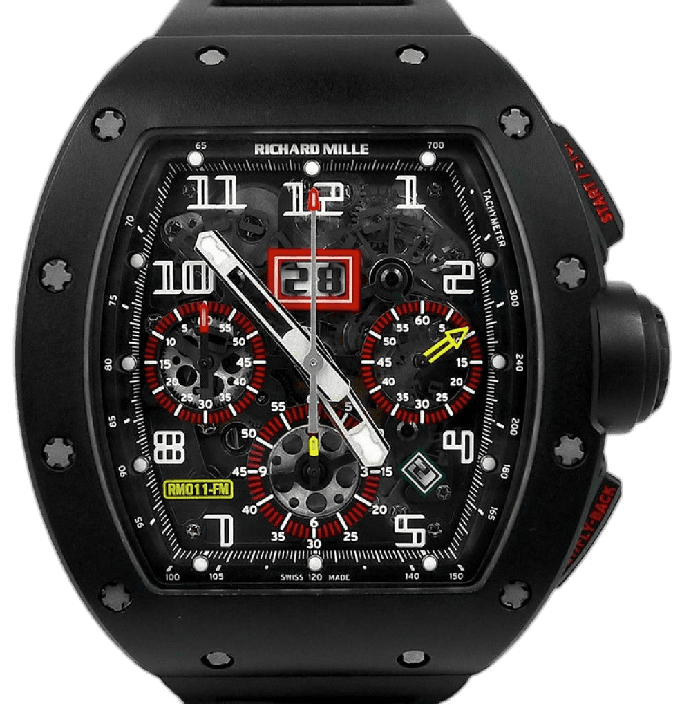 Richard Mille 40mm Skeleton Dial RM011 Felipe Massa FlyBack Chronograph Carbon RM 011 Watch Ref. RM011