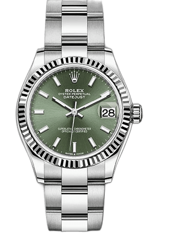 Rolex Datejust 31 White Rolesor — Mint Green Index Dial, Fluted Bezel | Ref. 278274