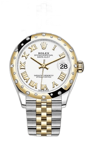 Rolex Datejust 31 Yellow Rolesor — White Roman Dial, Domed Diamond Bezel | Ref. 278343