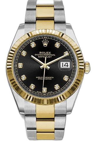 Rolex Datejust 41 Yellow Rolesor — Black Diamond Dial, Fluted Bezel | Ref. 126333