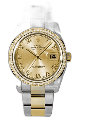 Rolex Datejust 36 Yellow Rolesor — Champagne Roman Dial with 52-Diamond Bezel | Ref. 116243