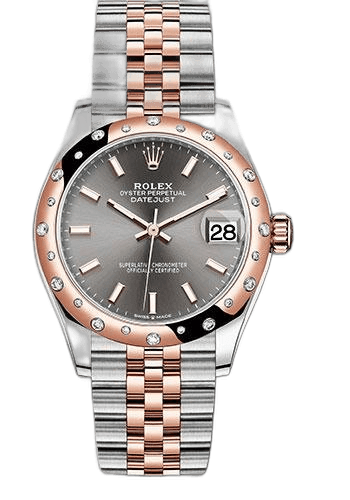 Rolex Datejust 31 Everose Rolesor — Dark Rhodium Dial with 24 Diamond Bezel | Ref. 278341RBR