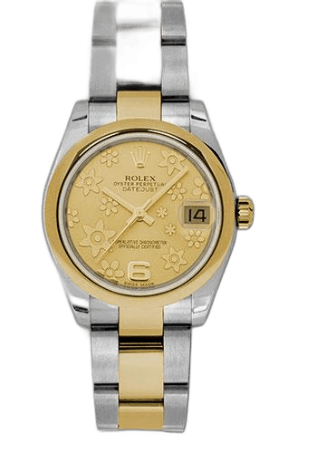 Rolex Datejust 31 Yellow Rolesor — Champagne Floral Motif Dial | Ref. 178243