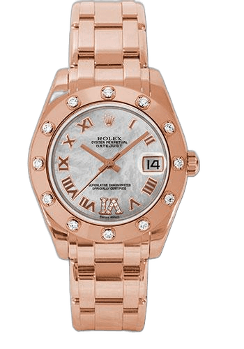 Rolex Datejust Gold — 12 Diamond Bezel White Mother-Of-Pearl Roman | Ref. 81315