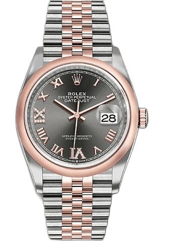 Rolex Datejust 36 Everose Rolesor — Dark Rhodium Roman Dial